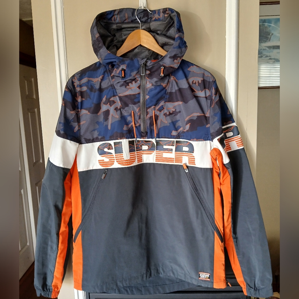 Superdry Ryley Men's 1/4 Zip Pullover Rain Jacket Size Medium
